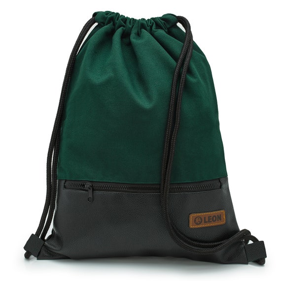 LEON by Bers bag gym bag backpack daypack cotton gym bag width approx. 34 cm, height approx. 45 cm, outside zip pocket