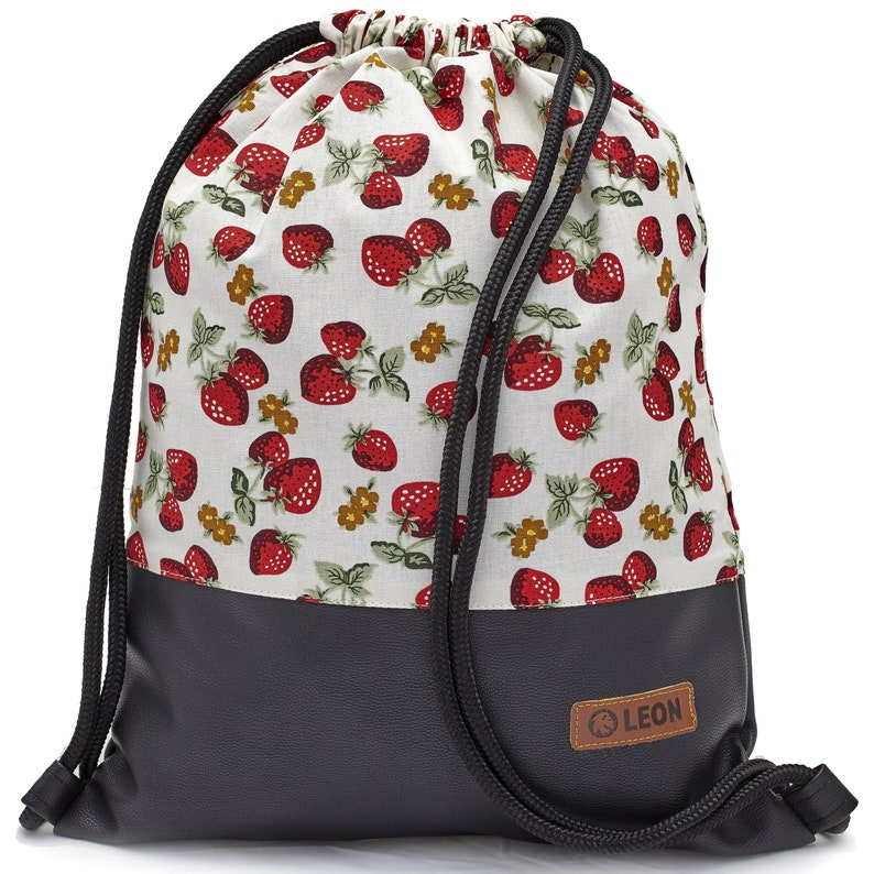 B-STOCK 60% off LEON bag women's gym bag backpack daypack cotton gym bags Bwarr_Erdbeerweiß