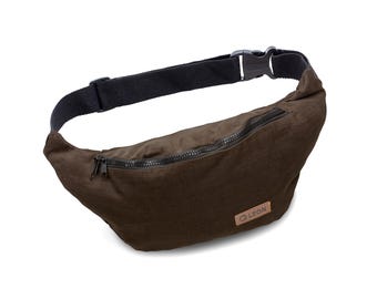 Bolsa de cintura Leon, pochete, bolsa de ombro, estilo hippie e veludo cotelê.