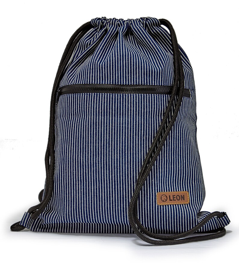 exterior zipper bag LEON by Bers bag gym bag backpack sports bag cotton gym bag .34 cm height about 45 cm