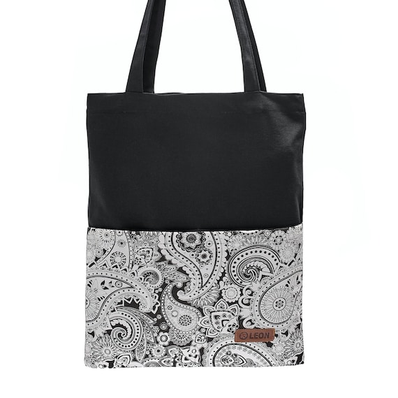 LEON shopping bag bucket bag fabric bag shopper tote bag cotton inner pocket outer pocket 4 designs