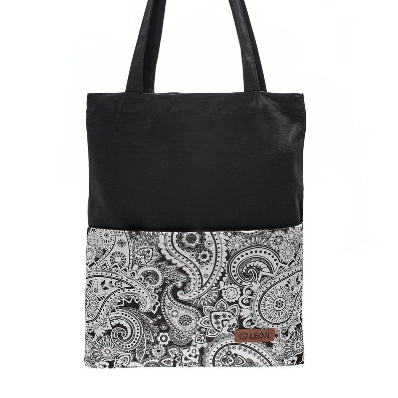 LEON Einkaufstasche Beuteltasche Stofftasche Shopper Tote Bag Baumwolle Innentasche Außentasche 4 Designs Paisley