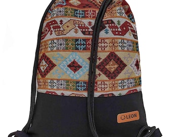 LEON by Bers, bolso de gimnasio, mochila, bolsa de día, bolsa de gimnasio de algodón BOHOSW008