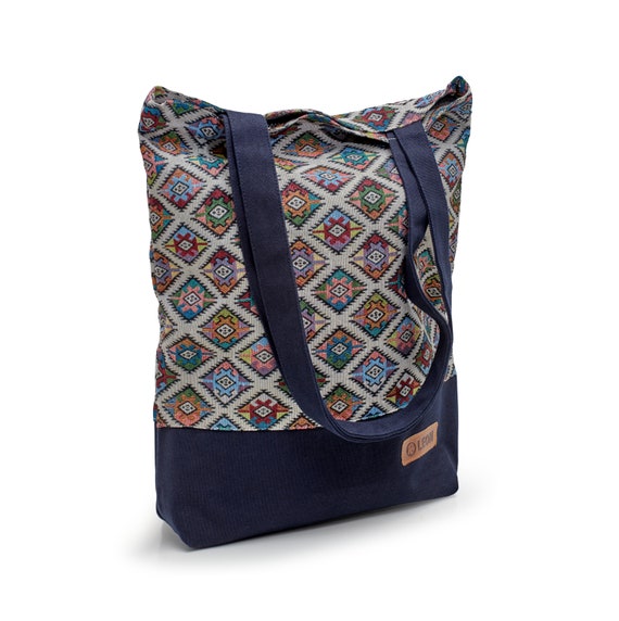 LEON shopping bag bucket bag fabric bag shopper tote bag cotton inner pocket outer pocket 7 great designs Boho Tribal