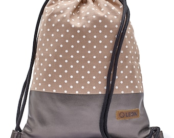 B-WARE 60% off! LEON Tasche Damen Turnbeutel Rucksack Tagesrucksack Baumwolle  gym bag Design Leopard Kupferboden