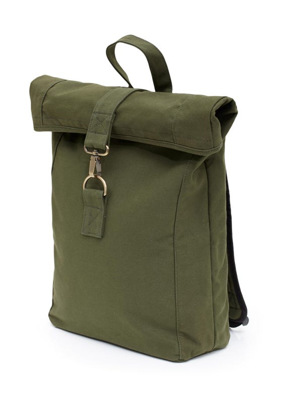 Colorful, exclusive Leon Rolltop By Bers backpack, cotton genuine canvas sailcloth, laptop travel backpack, sports, travel, cycling, university, school