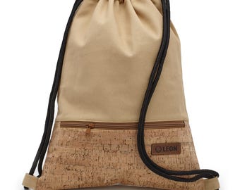¡60% de descuento en B-STOCK! Mochila LEON para mujer, mochila con cordón, bolsa de gimnasio de algodón.