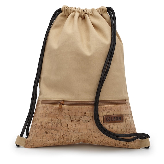 B-STOCK 60% off! LEON Women's Bag Drawstring Backpack Daypack Cotton gym bag