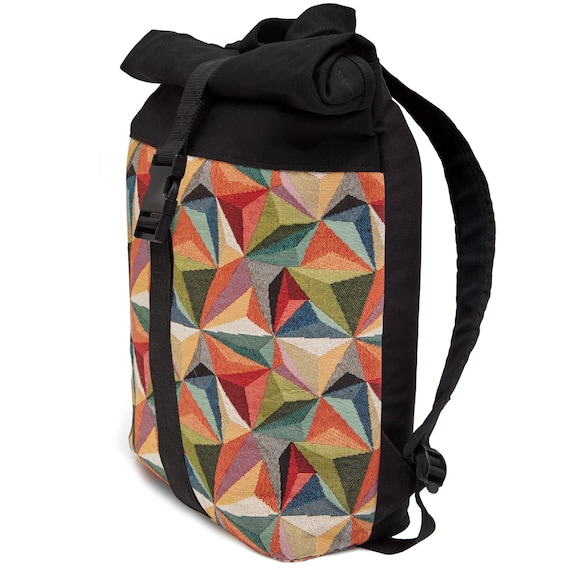 colorful exclusive Leon Rolltop By Bers Backpack Cotton Canvas & Woven Fabric Laptop Travel Backpack Sport Travel Cycling University School