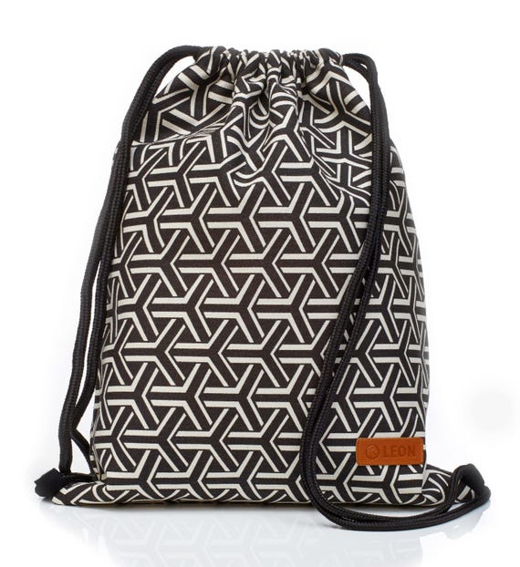 LEON by Bers Bag Drawstring Backpack Daypack Cotton gym bag Width approx. 34 cm Height approx. 45 cm Indio
