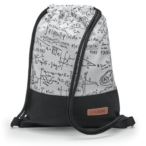 LEON by Bers Damen Tasche Herren Turnbeutel Rucksack Tagesrucksack Baumwolle  gym bag Breite ca.34 cm Höhe ca.45 cm, Design MatheForm