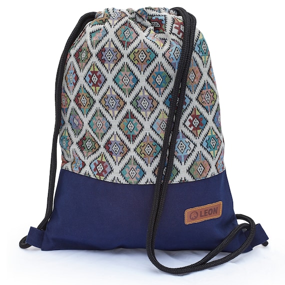 LEON by Bers bag gym bag backpack daypack cotton gym bag Boho Hippie Tribal