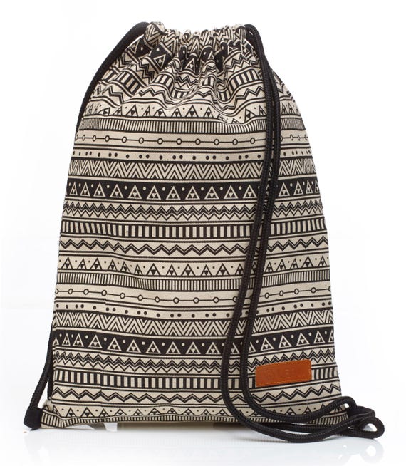 LEON by Bers Bag Drawstring Backpack Daypack Cotton gym bag Width approx. 34 cm Height approx. 45 cm Indio