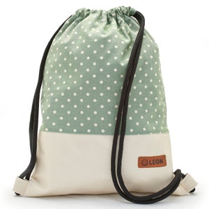 B-WARE 60% off LEON Turnbeutel bag women's gym bag backpack sports bag Baumwolle cotton gym bag Bware_Grünper