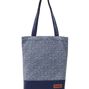 LEON shopping bag fabric bag shopper tote bag cotton inside pocket outside pocket 6 designs blue cloth BlauWeissKreuze