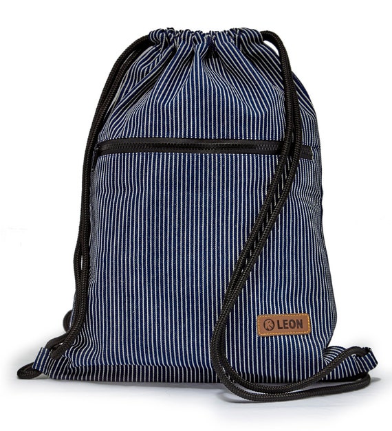 LEON by Bers bag gym bag backpack sports bag cotton gym bag width approx.34 cm height approx.45 cm, outside zipper