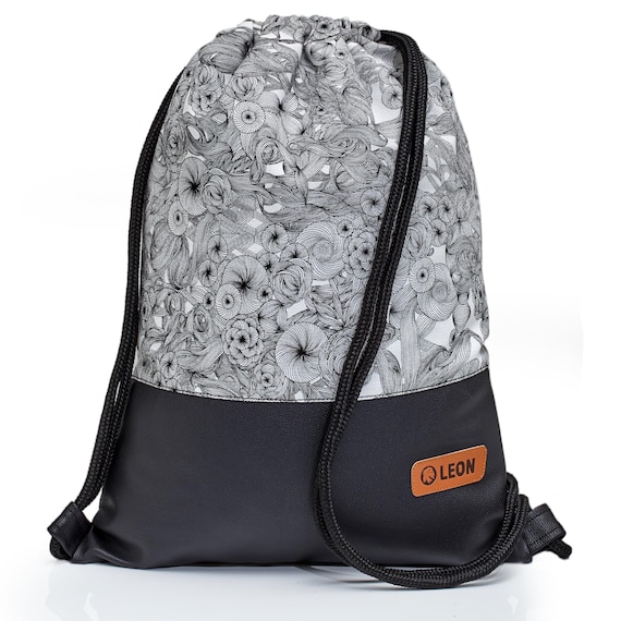 B-STOCK 60% off! LEON Women's Bag Drawstring Backpack Daypack Cotton gym bag