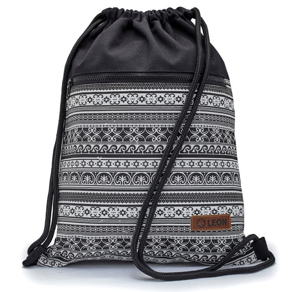 LEON by Bers bag gym bag backpack daypack cotton gym bag width approx. 34 cm height approx. 45 cm, outside zipper