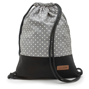 B-WARE 60% off LEON Tasche Damen Turnbeutel Rucksack Tagesrucksack Baumwolle gym bag Bware_graupukt