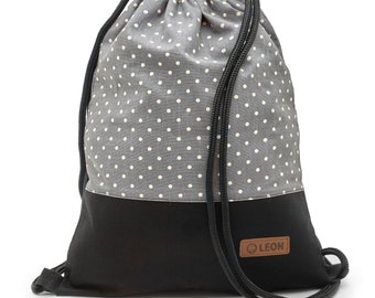 B-WARE 60% off! LEON Tasche Damen Turnbeutel Rucksack Tagesrucksack Baumwolle  gym bag