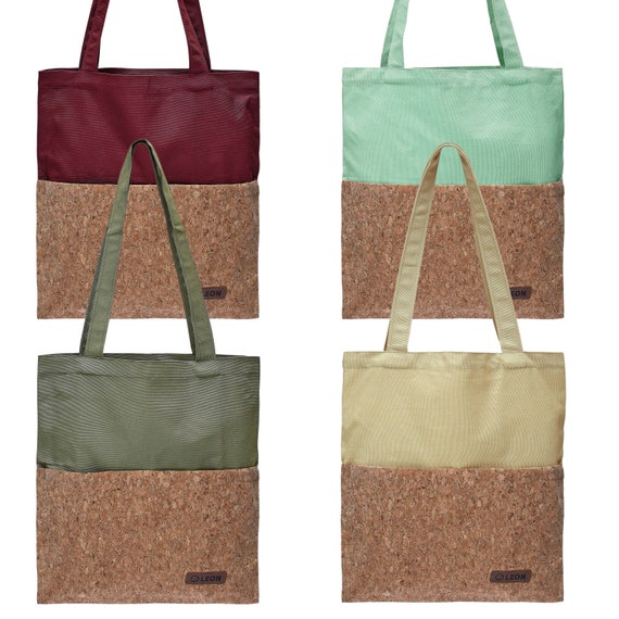 Shopping bag bucket bag fabric bag shopper tote bag cotton cork 4 designs