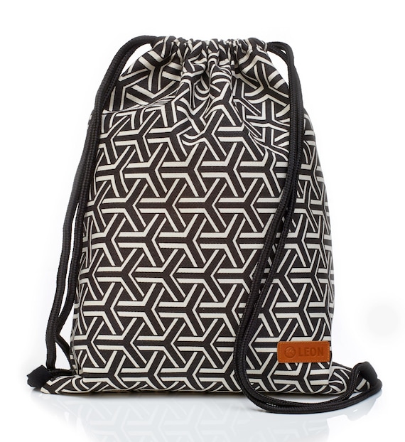 LEON by Bers Bag Drawstring Backpack Daypack Cotton gym bag Width approx. 34 cm Height approx. 45 cm