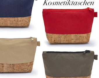 LEON by Bers  KosmetikTasche Kork & Canvas Schminktasche Kulturtasche Baumwolle  Makeup Bag