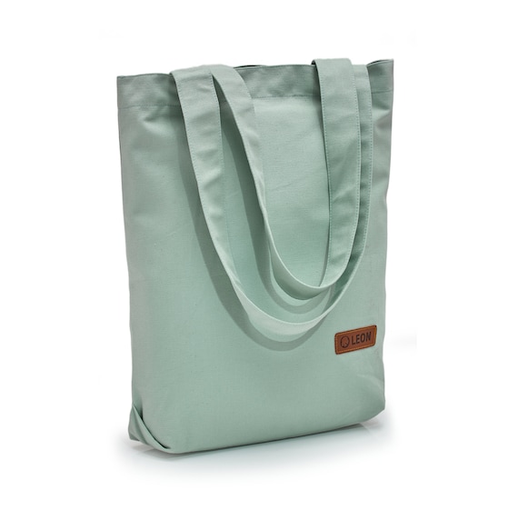 LEON Shopping Bag, Drawstring Bag, Fabric Bag, Shopper Tote Bag, 100% Cotton