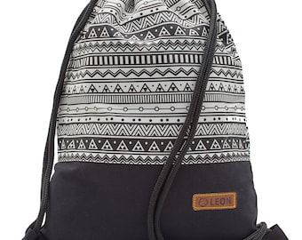 LEON by Bers Damen Tasche Herren Turnbeutel Rucksack Tagesrucksack Baumwolle  gym bag Breite ca.34 cm Höhe ca.45 cm, Indio_SW