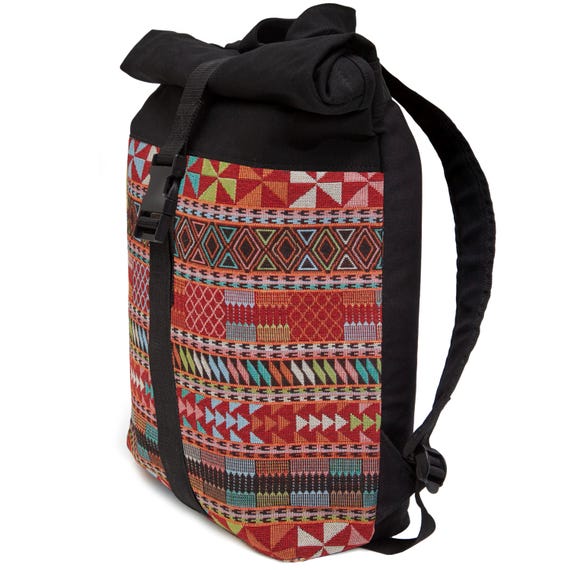 colorful exclusive Leon Rolltop By Bers Backpack Cotton Canvas & Woven Fabric Laptop Travel Backpack Sport Travel Cycling University School