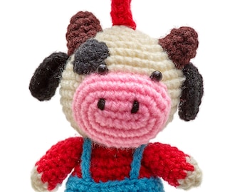 Keychain crocheted frog bear cow Crochet frog with lifebuoy keychain