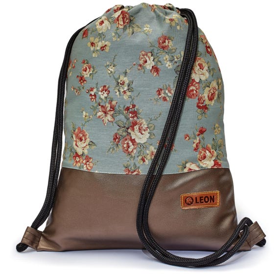 B-STOCK 60% off! LEON Women's Bag Drawstring Backpack Daypack Cotton gym bag