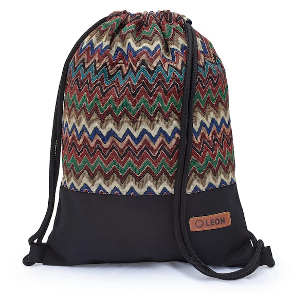 B-STOCK 60% off! LEON Women's Bag Drawstring Backpack Daypack Cotton Gym Bag