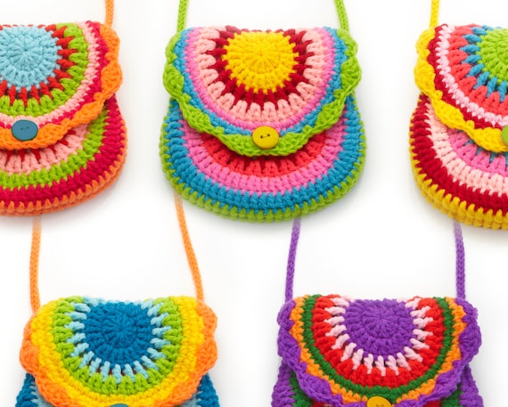 Children's bag colorful crocheted shoulder bag kindergarten bag
