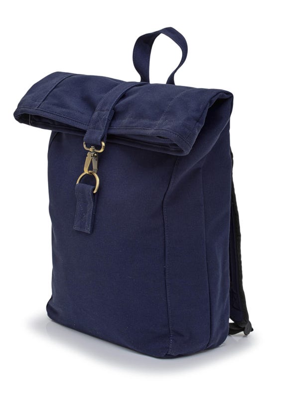 Colorful, exclusive Leon Rolltop By Bers backpack, cotton genuine canvas sailcloth, laptop travel backpack, sports, travel, cycling, university, school