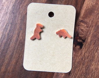Chicken Nugget Earrings Dino Nugget Earrings Dinosaur Stud Earrings Mismatch Stud Earrings College Student Care Package Snack Food Funny