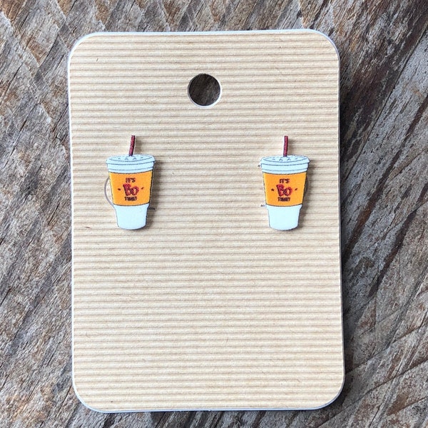 Bojangles Earrings Fast Food Soda Restaurant Cup Inspired Stud Earrings Milkshake Sweet Tea Earrings College Student Care Package Snack BFF