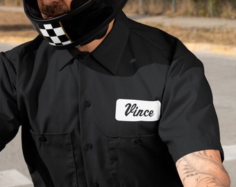 Benutzerdefiniertes Mechaniker-Arbeitshemd, Dickies Kurzarm-Arbeitshemd, Motorrad-Hemd für Männer, personalisiertes Geschenk