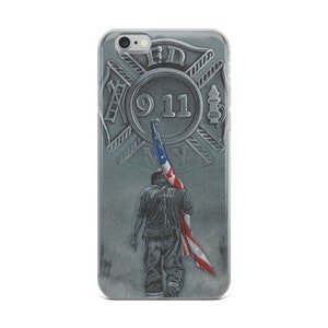 9/11 Never Forget September 11th Firefighter Maltese Cross American Flag iPhone Case