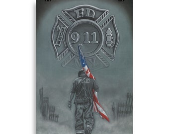 9/11 nie vergessen 11. September Feuerwehrmann Memorial Poster