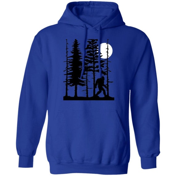Blue Bigfoot Pattern Print Women Men Pullover Hoodie