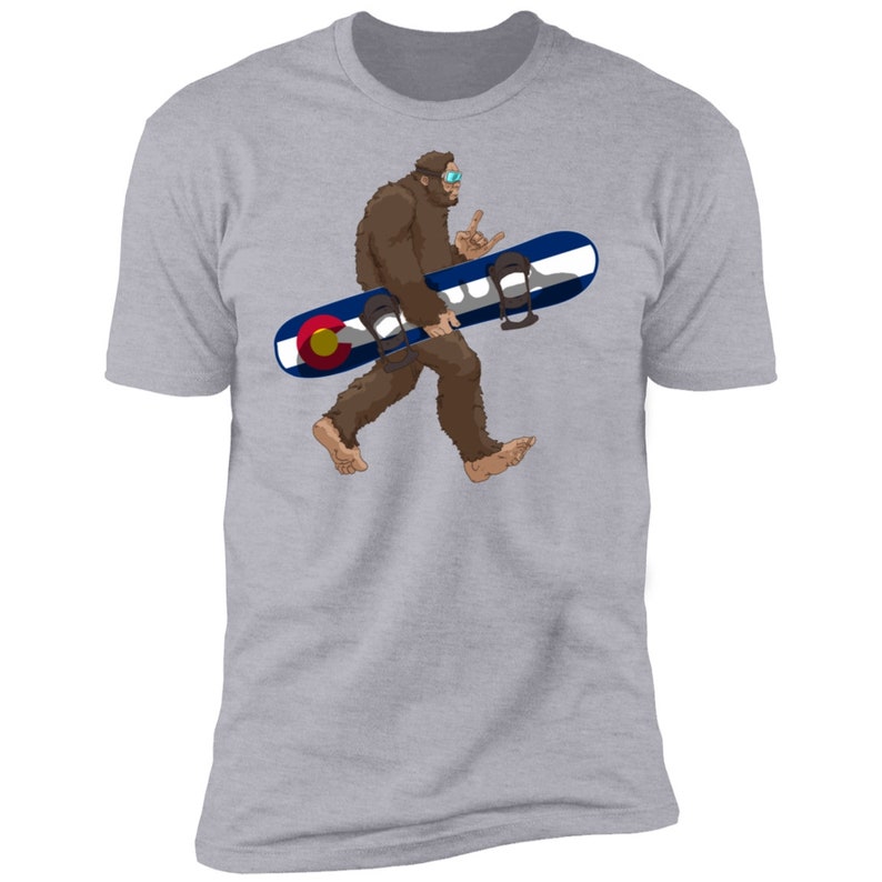 Colorado Flag Snowboarding Bigfoot for Snowboarders T-Shirt State of Colorado Flag Gift for Bigfoot Believers