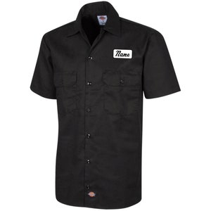 Custom Name Tag Men's Short Sleeve Workshirt, Custom Mechanic Button ...