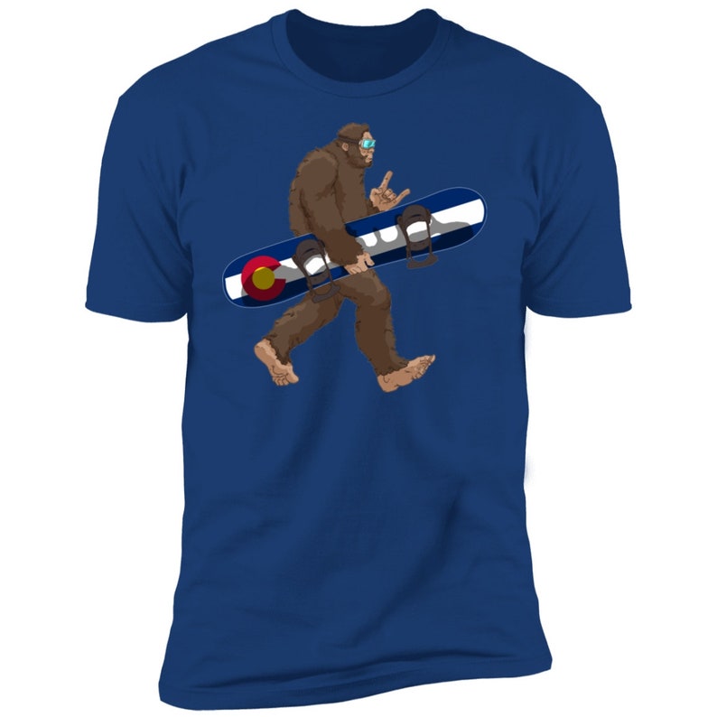 Colorado Flag Snowboarding Bigfoot for Snowboarders T-Shirt State of Colorado Flag Gift for Bigfoot Believers