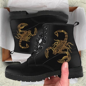 Scorpio Zodiac Boots Booties, Scorpion Shoes Art, Scorpion Lover Gift, Miraculous Scorpio Star Sign Men&#39;s And Women&#39;s Boots