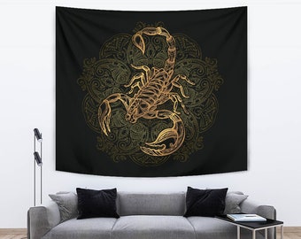 Scorpion Living Room Bedroom Tapestry, Scorpio Zodiac Star Sign Art Wall Decor, Scorpio Lover Gift, I Love Scorpions, Large Scorpio Tapestry