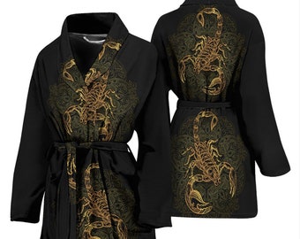 Scorpion Bath Robe For Men And Women, Unique Scorpio Zodiac Bathrobe, I Heart Scorpions, Teens And Adults Bathrobes, Scorpion Lover Gift