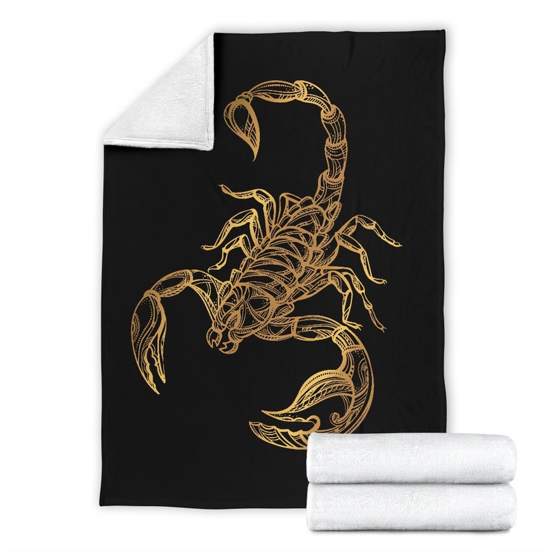 Scorpio Blanket, Golden Scorpion Lover Throw Blanket, Teen Girls Boys