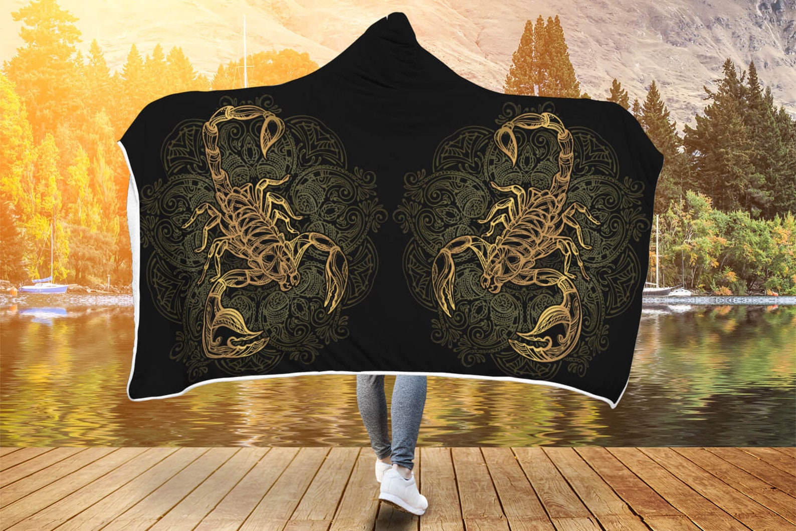 Scorpio Hooded Blanket Hooded Scorpio Throw Golden Scorpion Etsy