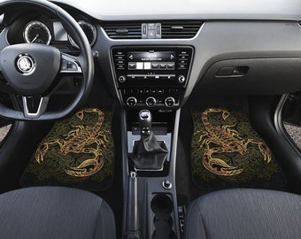 Scorpio Zodiac Front And Back Car Mats, Scorpion Car Floor Mats Set, Scorpion Lover Gift, Custom Full Car Mat Set, New Car Floor Accessories